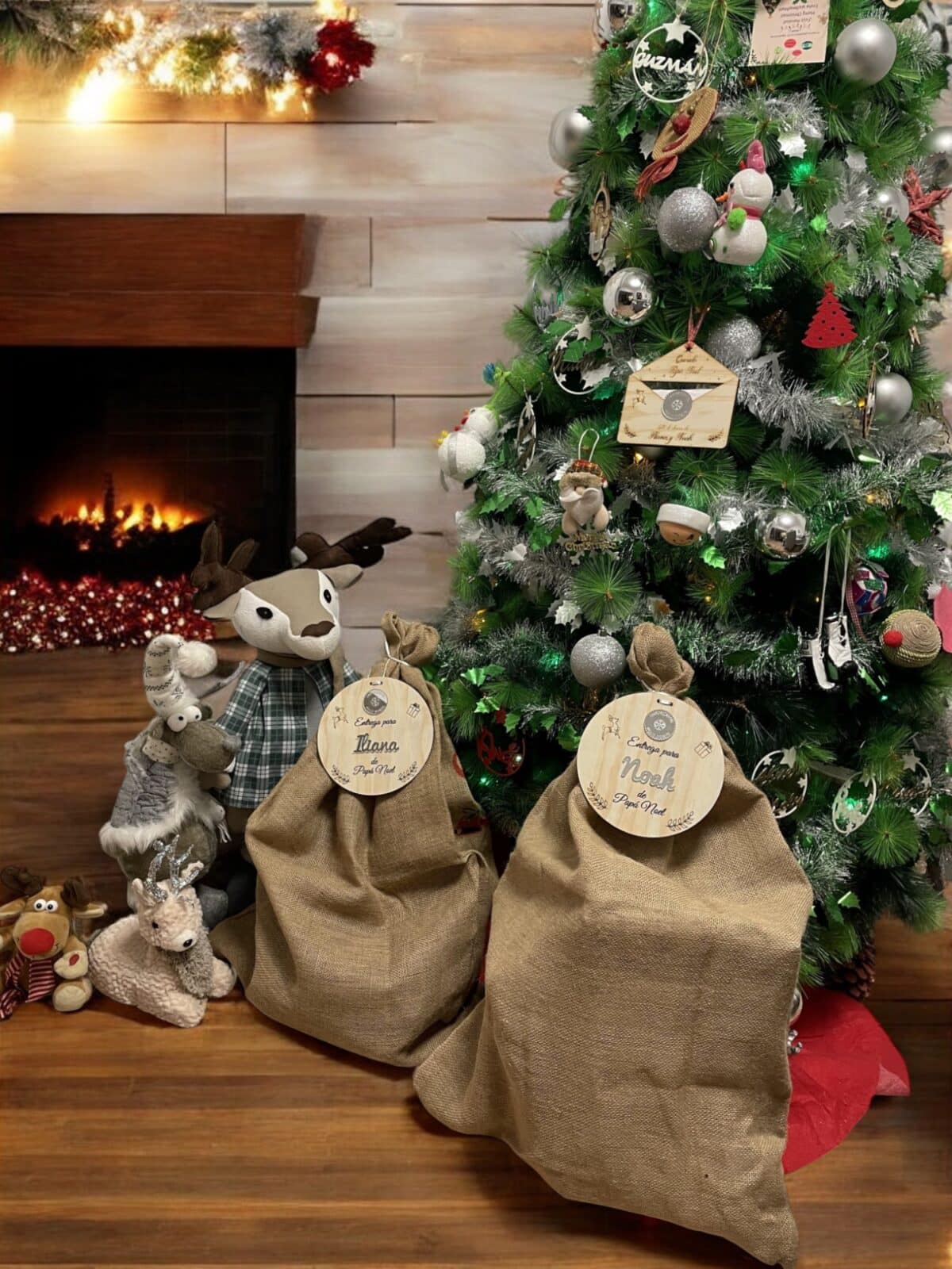 PLACA AUTENTICIDAD SACO DE PAPA NOEL PERSONALIZADA MADERA METACRILATO SELLO POLO NORTE NAVIDAD QUE TIERNO LAS PALMAS CANARIAS