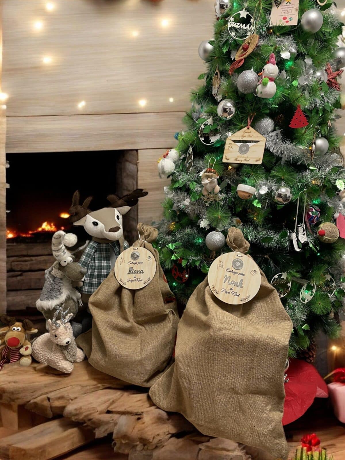 PLACA AUTENTICIDAD SACO DE PAPA NOEL PERSONALIZADA MADERA METACRILATO SELLO POLO NORTE NAVIDAD QUE TIERNO LAS PALMAS CANARIAS