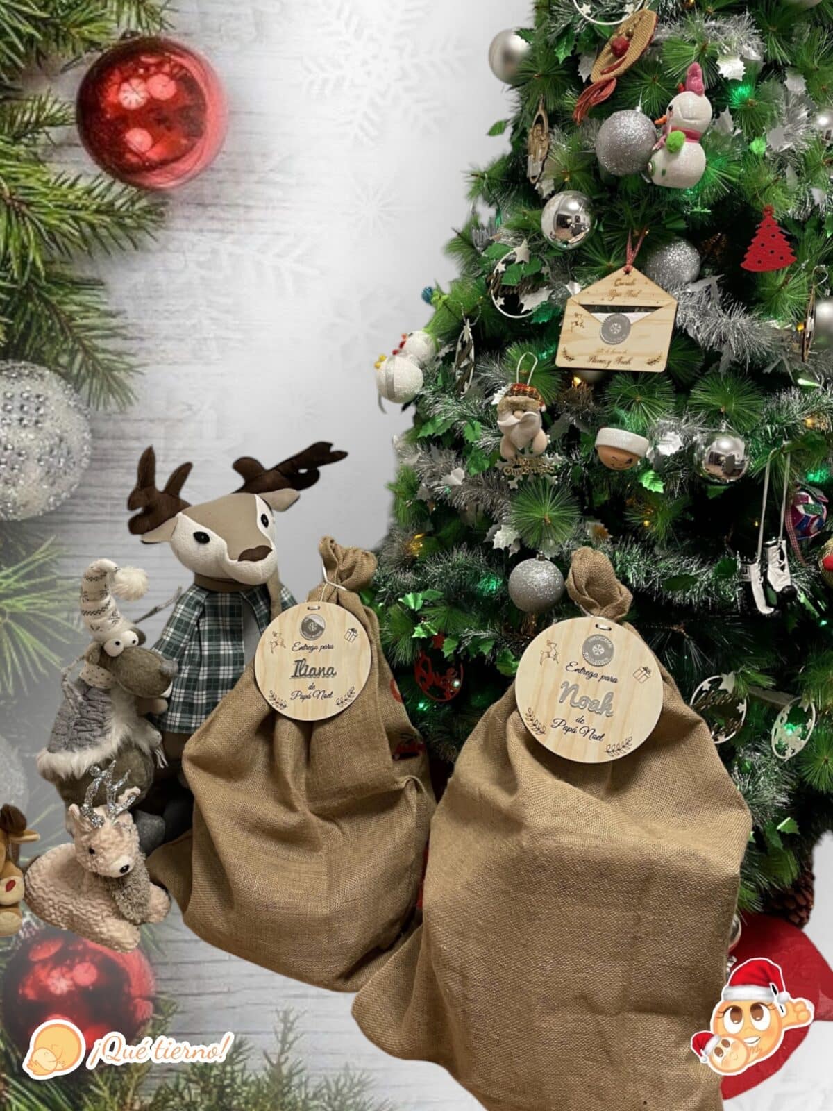 PLACA AUTENTICIDAD SACO DE PAPA NOEL PERSONALIZADA MADERA METACRILATO SELLO POLO NORTE NAVIDAD QUE TIERNO LAS PALMAS CANARIAS