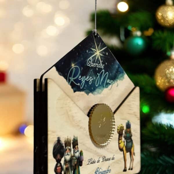SOBRE MAGICO REYES MAGOS PAPA NOEL A COLOR MADERA QUE TIERNO CANARIAS LAS PALMA