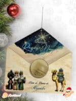 SOBRE MAGICO REYES MAGOS PAPA NOEL A COLOR MADERA QUE TIERNO CANARIAS LAS PALMA