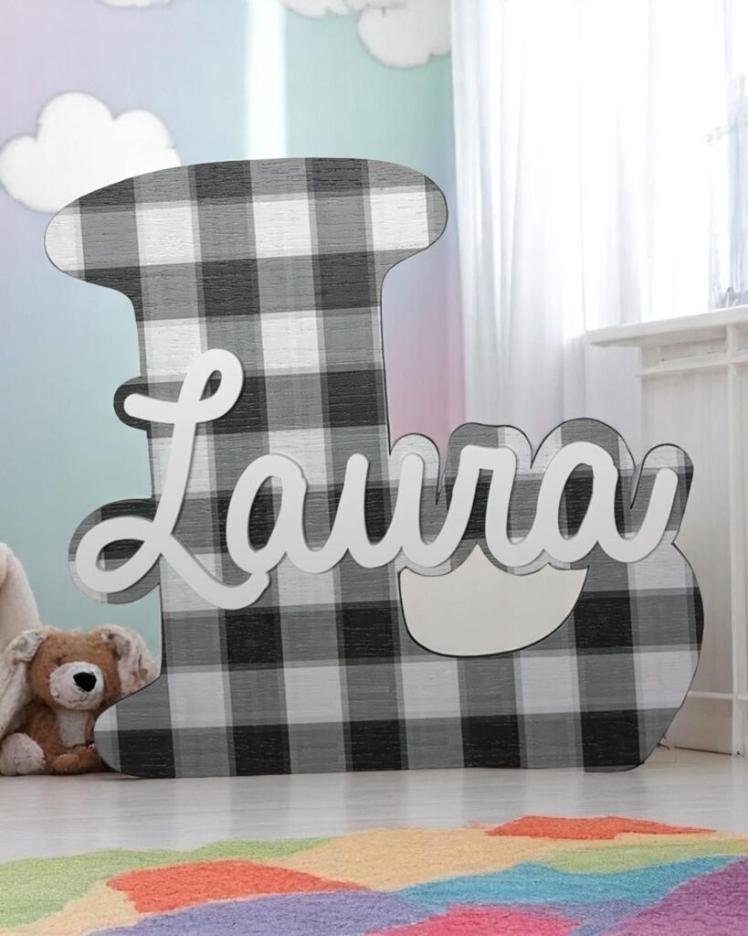 INICIAL MÁS NOMBRE MADERA METACRILATO BEBE NIÑO DECORACIÓN QUE TIERNO LAS PALMAS CANARIAS